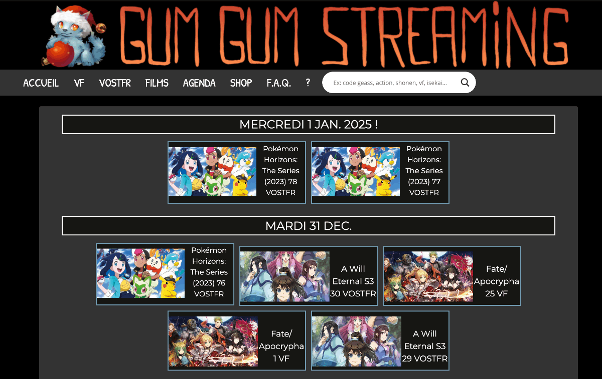 Bannière Gum Gum Streaming avec univers anime coloré